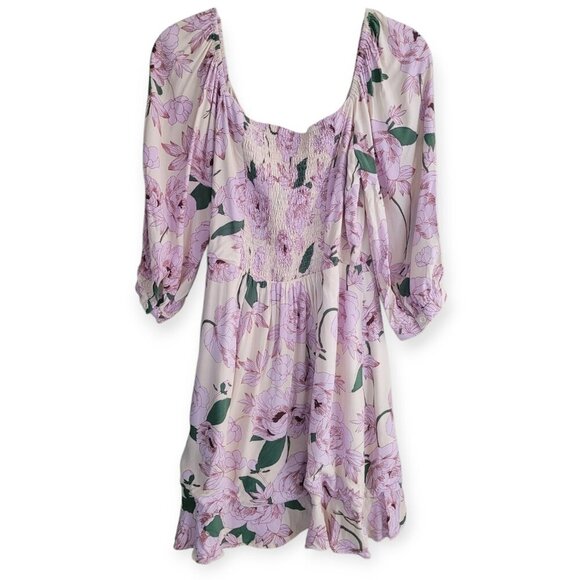 Lost + Wander s/s lilac/green floral faux-wrap dress size S - Picture 3 of 11